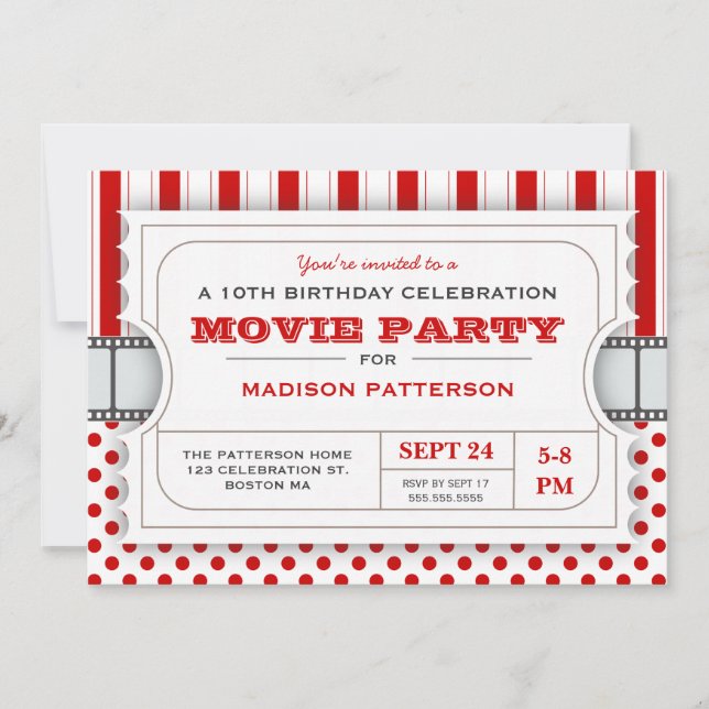 Invitation Rouge du billet | d'admission de fête (Devant)