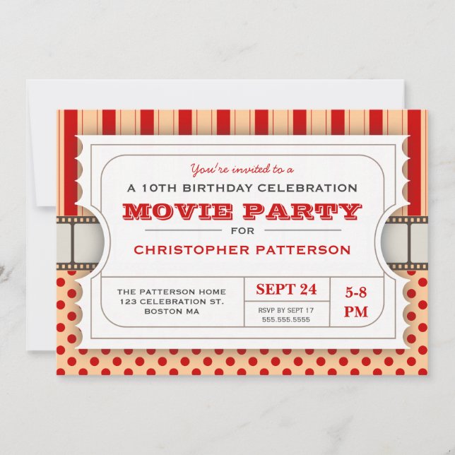 Invitation Rouge du billet | d'admission de fête (Devant)