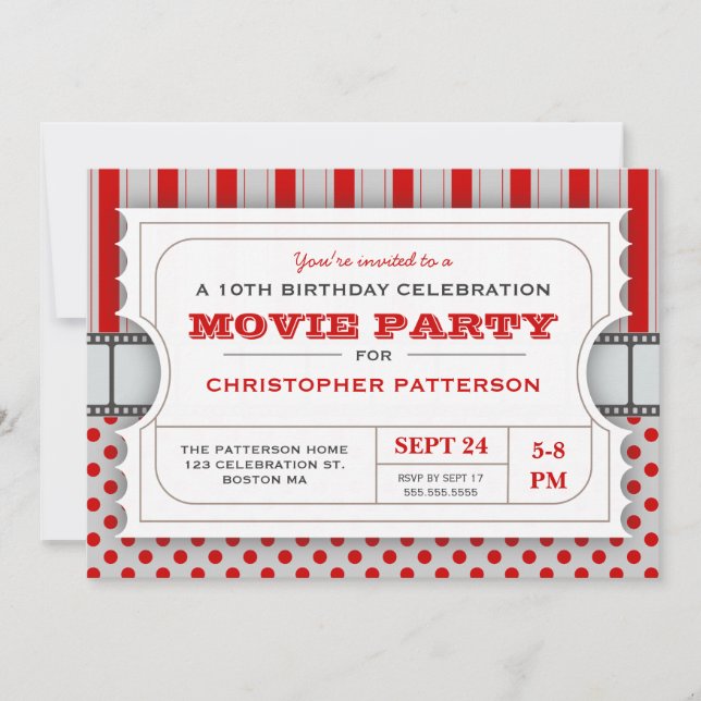 Invitation Rouge du billet | d'admission de fête (Devant)