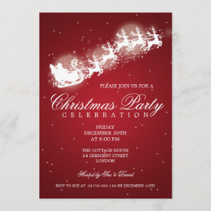 Invitation Rouge élégant d'étincelle de Père Noël de partie