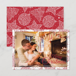 Invitation Rouge et blanc Joyeux Noël Famille Photo Holiday