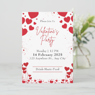 Invitation Rouge et blanc Mignonne Saint Valentin