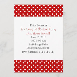 Invitation rouge et blanche de partie d'impression
