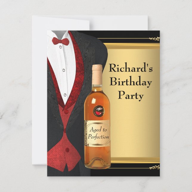 Invitation Rouge et noir âge à la perfection fête d'anniversa (Devant)