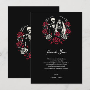 Invitation Rouge et noir blanc Rose Squelette Mariage Merci