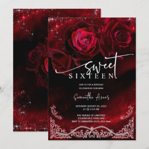 Invitation Rouge et Noir Douze ans Joyeux Anniversaire Modèle
