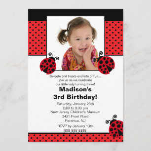 Invitation rouge et noire d'anniversaire de photo