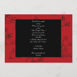 Invitation rouge et noire de coeur de vigne