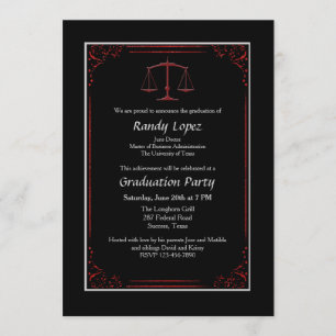 Invitation rouge et noire d'échelle de justice