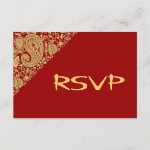 Invitation Rouge et or Inde damask RSVP
