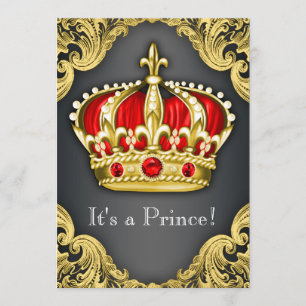 Invitation Rouge Fancy Prince Baby shower
