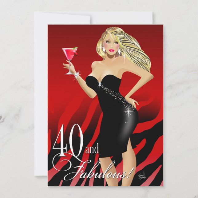 Invitation Rouge fascinant de l'anniversaire | de bombe (Devant)