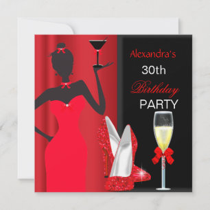Invitation Rouge flamboyant talons hauts Anniversaire Fille F