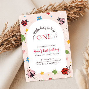 Invitation Rouge Floral Rose Mignon Punaise Coccinelle 1er An