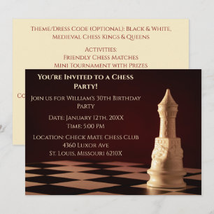 Invitation Rouge foncé 30e anniversaire jeu d'échecs Rook