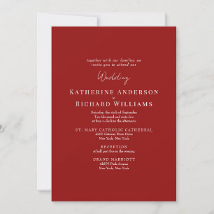Invitation Rouge Formel Hiver 2 Lieu Ensemble Avec Mariage