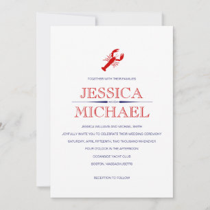 Invitation Rouge Homard Mariage Marine Bleu Thème nautique In