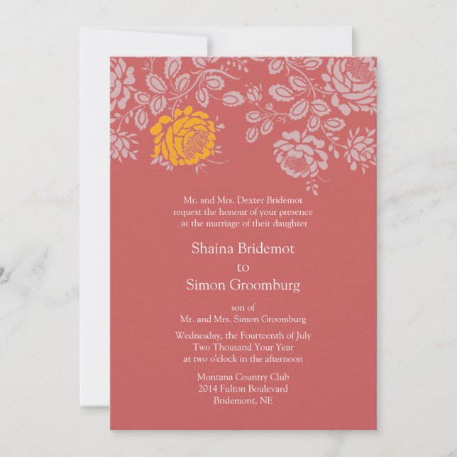 Invitation Rouge indien Couleur à la mode Mariage coordonné (Devant)