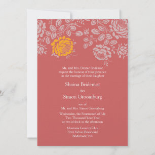 Invitation Rouge indien Couleur à la mode Mariage coordonné