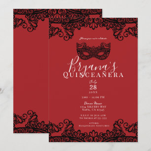 Invitation Rouge & Lace Mascarade 15 15ème Quinceañera