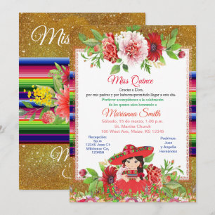 Invitation rouge mexicaine pour Miss Quinceanera