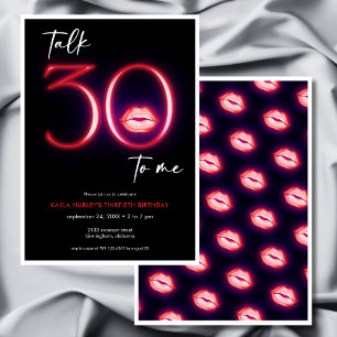 Invitation Rouge Moderne Minimale Lèvres Néon Parler Trente A