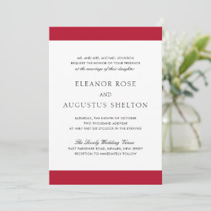 Invitation Rouge moderne minimaliste tout en un Mariage