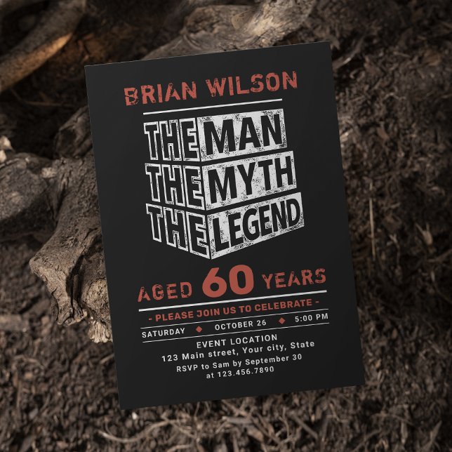 Invitation Rouge N'Importe Quel Âge L'Homme Le Mythe La Légen (Red Any Age The Man The Myth The Legend Birthday Invitation)