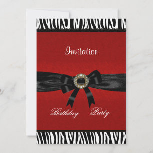 Invitation Rouge Noir Blanc Animal Arc