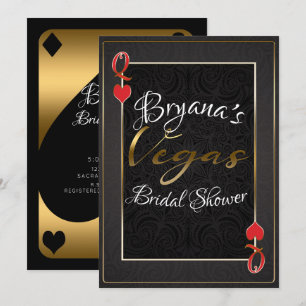 Invitation Rouge Noir Or Reine de Cœur Vegas Enterrement de V