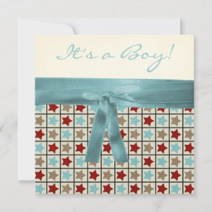 Invitation Rouge Noir Turquoise Bleu Brown Star Boys Baby sho