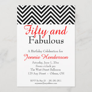 Invitation rouge, noire, et blanche d'anniversaire