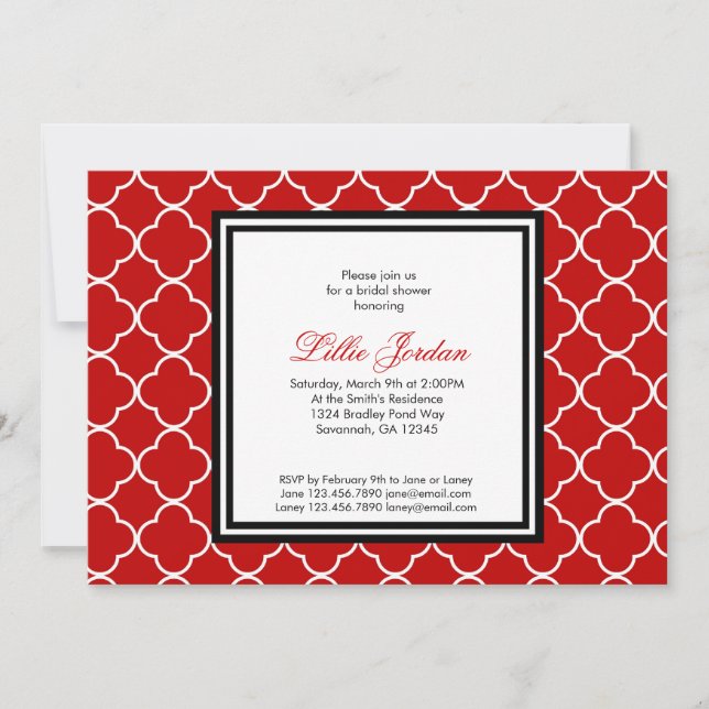 Invitation rouge, noire et blanche de Fête de la (Devant)