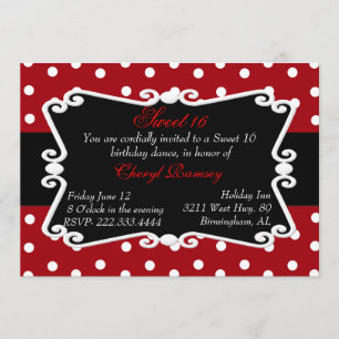 Invitation rouge, noire, et blanche de partie du