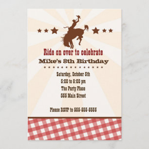Invitation Rouge occidental de partie d'anniversaire de