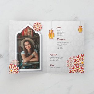 Invitation Rouge Orange Fleur Jaune Nuit Arabe Quinceañera