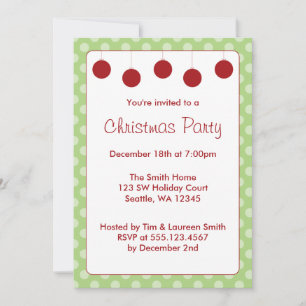Invitation Rouge Ornements Pois Noël Fête de Noël