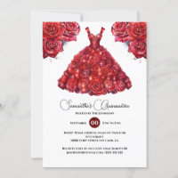 Rouge Quinceañera laine élégante fleur rose 15e