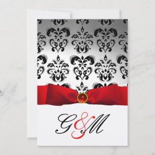 INVITATION ROUGE RIBBON BLACK DOMMASK MONOGRAM