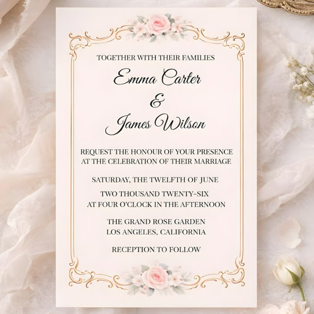 Invitation Rouge Rococo (Rococco style wedding invitation mockup)