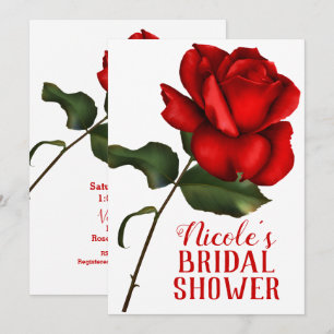 Invitation Rouge Rose La Belle et la Bête Baby Shower de Mari