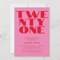 Rouge rose moderne Bold 21e anniversaire