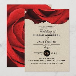 Invitation Rouge Rose moderne Rustique Kraft Glam Élégant mar