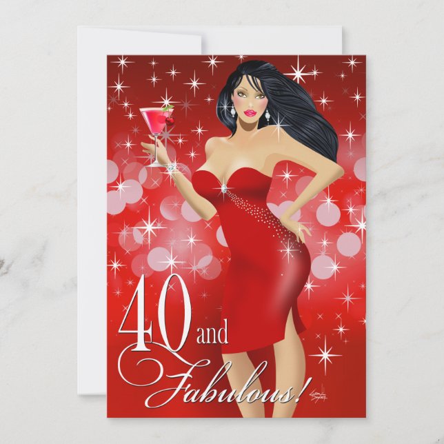 Invitation Rouge scintillant fascinant de l'anniversaire | de (Devant)
