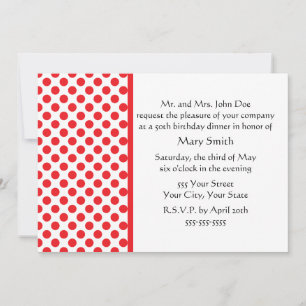 Invitation Rouge sur point Polka blanc