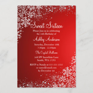 Invitation Rouge Sweet 16 Merveilleux Paysage Hivernal Paille