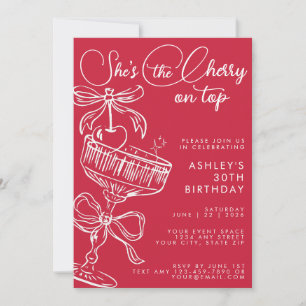 Invitation Rouge Tendance Elle Est La Cerise Sur Le Gâteau 30
