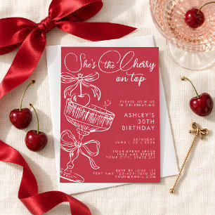Invitation Rouge Tendance Elle Est La Cerise Sur Le Gâteau 30