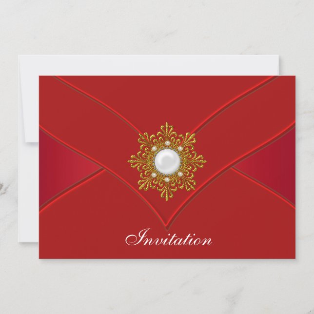 Invitation Rouge Toutes Occasions Fête Rouge (Devant)