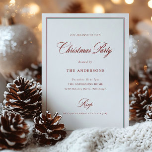 Invitation Rouge Vert Blanc Élégance Classique Fête de Noël